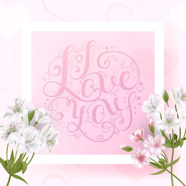 Bir buket gül ve diğer çiçekler ve yazıt 