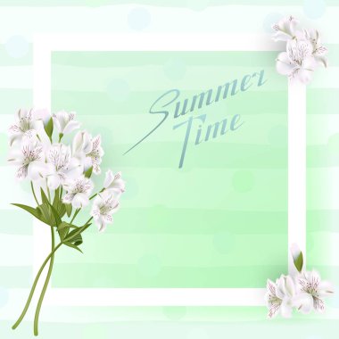 Tebrik kartı Alstroemeria ile düğün, doğum günü ve diğer tatil ve yaz arka plan için davetiye kullanılabilir. Vektör çizim.