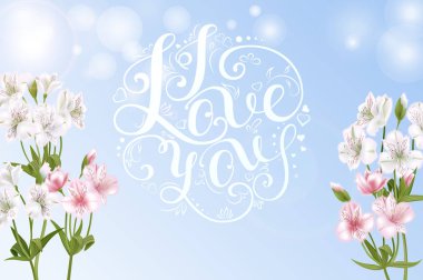 Bir buket gül ve diğer çiçekler ve yazıt 