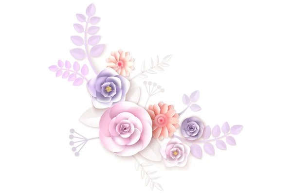 Paper flowers. Background. Vector illustration — Stock Vector