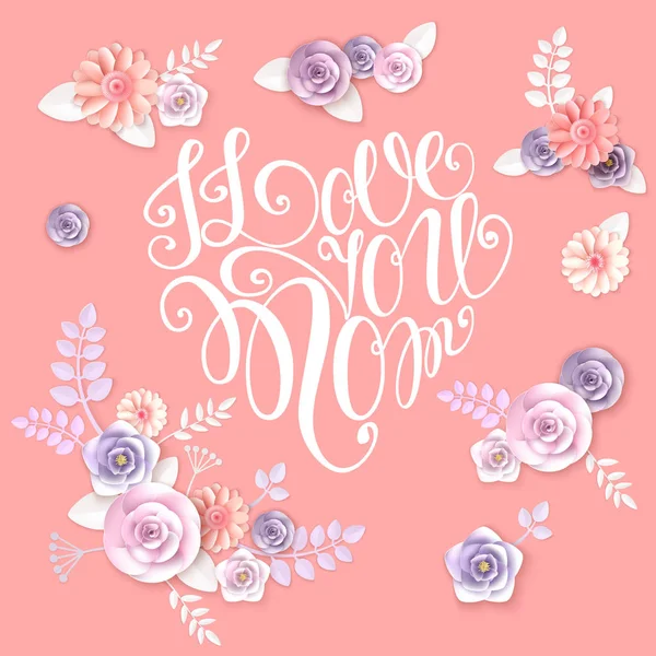 Feliz Día de las Madres. Tarjeta de felicitación del día de las madres con flores. Ilustración vectorial — Vector de stock