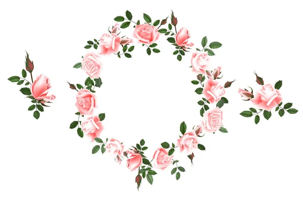 Marco redondo vectorial de rosas — Vector de stock