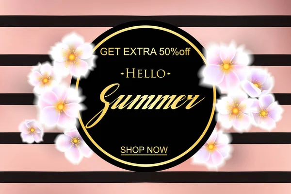 Advertentie over de verkoop van de lente op intreepupil achtergrond met mooie bloemen. Vectorillustratie. — Stockvector