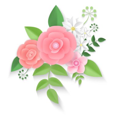 Kağıt çiçekler. Arka plan. Vektör çizim