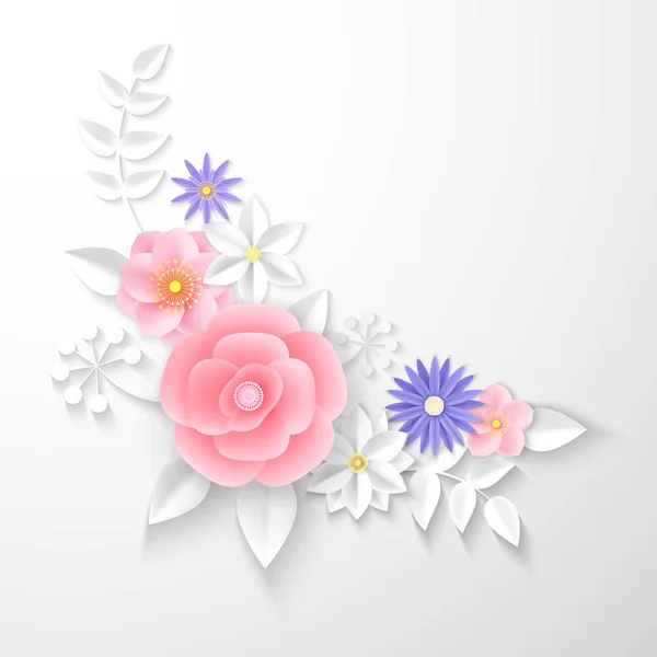 Flores de papel. Antecedentes Ilustración vectorial — Archivo Imágenes Vectoriales
