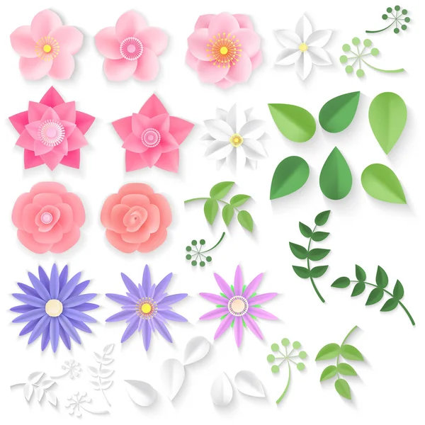 Paper flowers. Background. Vector illustration — Stock Vector