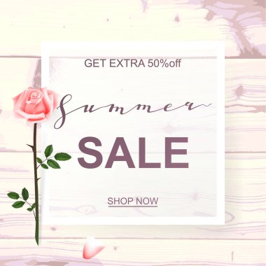 Güzel güller ile reklam ufuk arka plan yaz satışa hakkında. Vektör çizim.