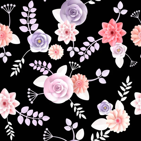 Vector flowers seamless pattern — Stock Vector