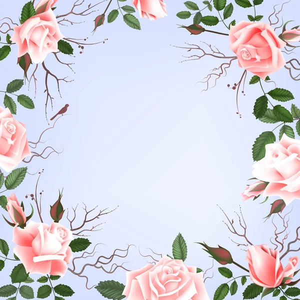 Gratulationskort med rosor, akvarell, kan användas som inbjudningskort för bröllop, födelsedag och andra semester och sommar bakgrund. illustration. — Stockfoto