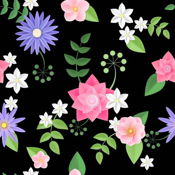 Vector flowers seamless pattern — Stock Vector