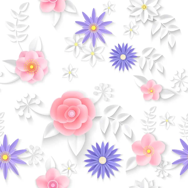 Vector flores patrón sin costura — Vector de stock