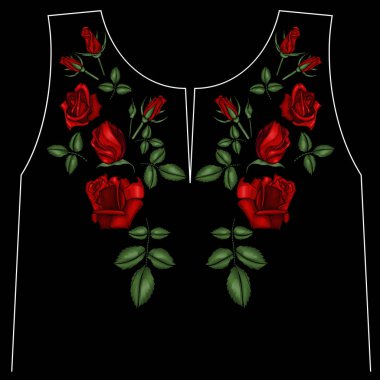 Nakış etnik çiçek boyun hattı çiçek tasarım grafik moda giyen