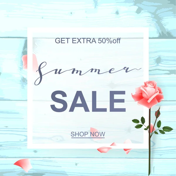 Güzel güller ile reklam ufuk arka plan yaz satışa hakkında. Vektör çizim.