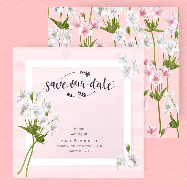 Güzel çiçekler ve harfler ile tarihi bildirimi kartı, düğün davetiye, tebrik kartı kaydetmek