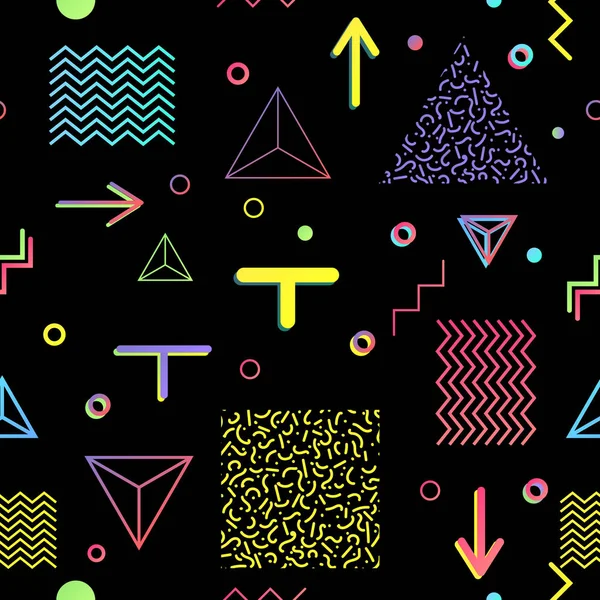 Trendy geometrik öğeleri memphis kartları, seamless modeli.