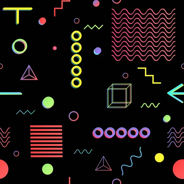 Trendy geometrik öğeleri memphis kartları, seamless modeli.