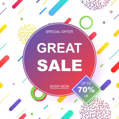 Satış afişi şablonu tasarımı. Vektör illüstrasyonu.