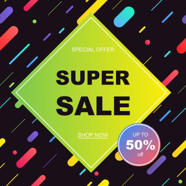 Satış afişi şablonu tasarımı. Vektör illüstrasyonu.