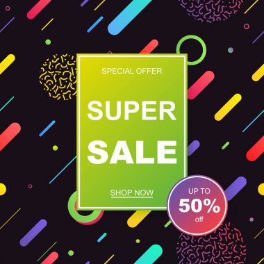 Satış afişi şablonu tasarımı. Vektör illüstrasyonu.