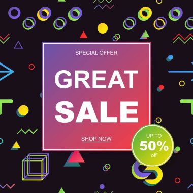 Satış afişi şablonu tasarımı. Vektör illüstrasyonu.