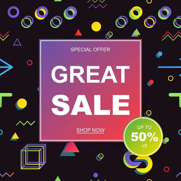 Satış afişi şablonu tasarımı. Vektör illüstrasyonu.