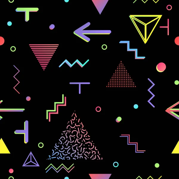 Trendy geometrik öğeleri memphis kartları, seamless modeli.