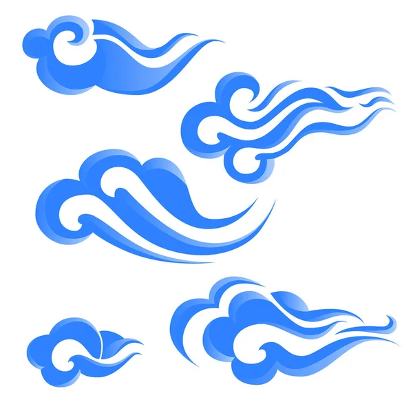 Nuages bleus dans le style chinois . — Image vectorielle