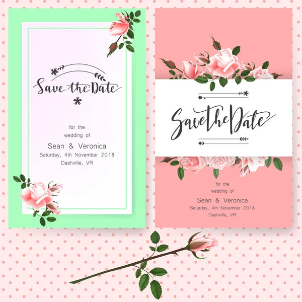 Güzel güller çiçek ve harfler ile tarihi bildirimi kartı, düğün davetiye, tebrik kartı kaydetmek