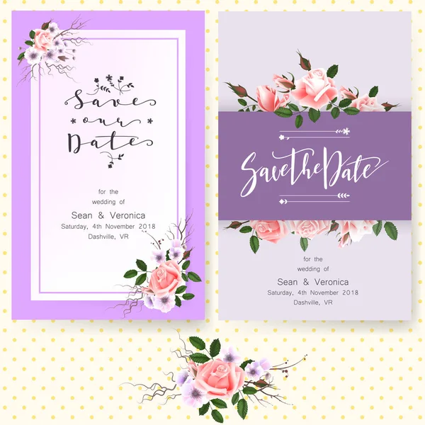 Güzel güller çiçek ve harfler ile tarihi bildirimi kartı, düğün davetiye, tebrik kartı kaydetmek