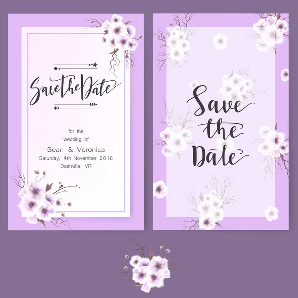 Güzel çiçekler ve harfler ile tarihi bildirimi kartı, düğün davetiye, tebrik kartı kaydetmek