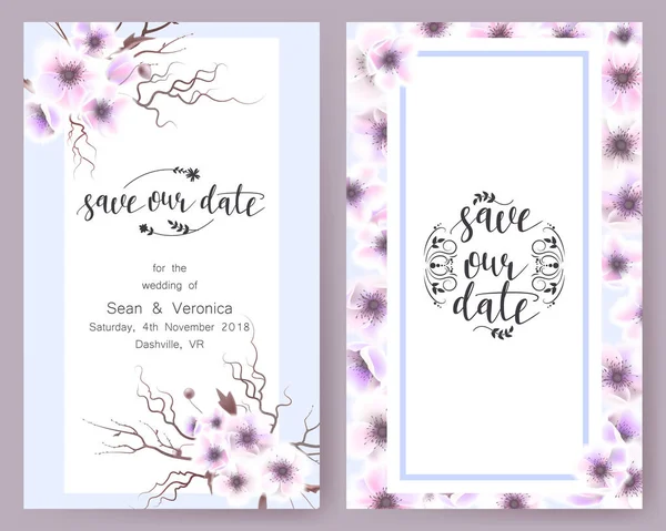 Güzel çiçekler ve harfler ile tarihi bildirimi kartı, düğün davetiye, tebrik kartı kaydetmek