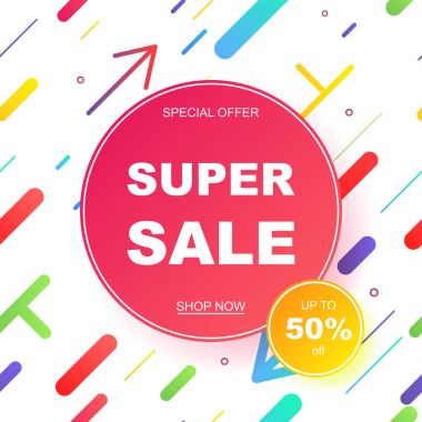 Satış afişi şablonu tasarımı. Vektör illüstrasyonu.