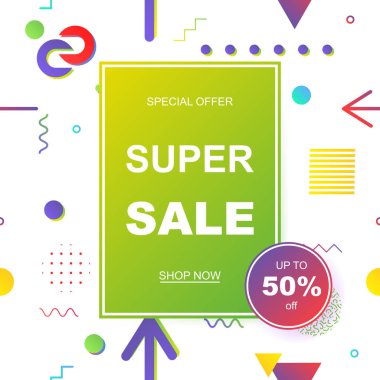 Satış afişi şablonu tasarımı. Vektör illüstrasyonu.