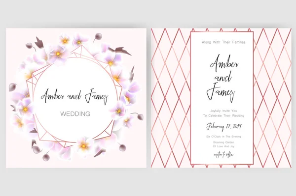 Зберегти листівку дати, запрошення на весілля, листівку з красивими квітами та листами — стоковий вектор