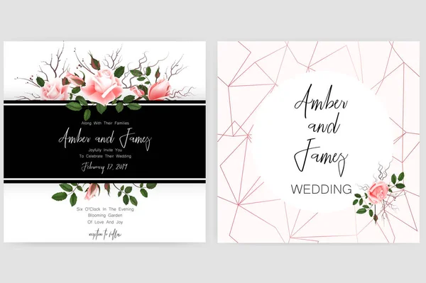Speichern Sie die Datumskarte, Hochzeitseinladung, Grußkarte mit schönen Blumen und Briefen — Stockvektor