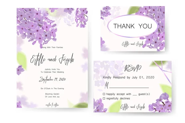 Spara den datum kort, bröllopsinbjudan, gratulationskort med vackra blommor och brev — Stock vektor