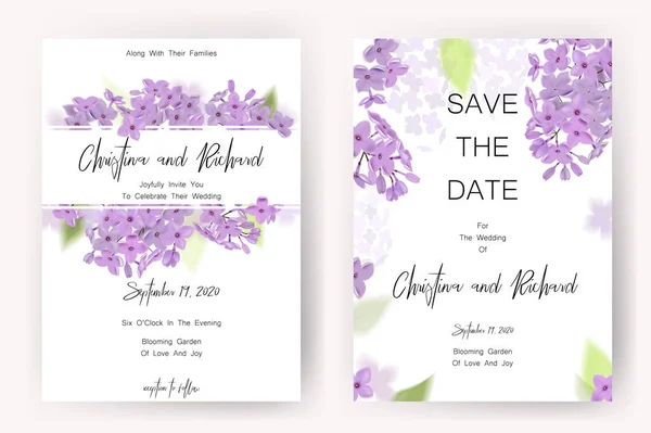Guarde la tarjeta de fecha, invitación a la boda, tarjeta de felicitación con hermosas flores y cartas — Archivo Imágenes Vectoriales