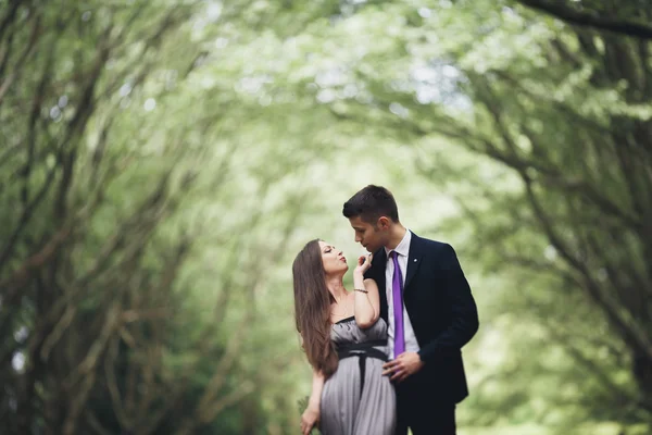 Красивая молодая пара позирует на открытом воздухе после церемонии — стоковое фото