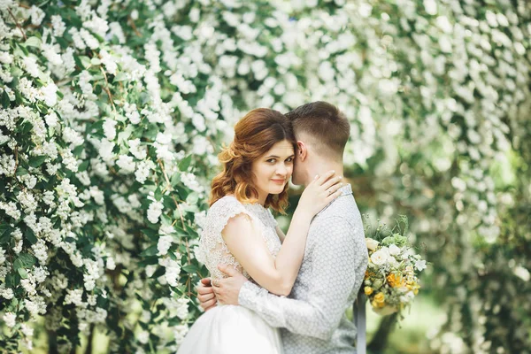 Krásné, perfektní pár pózuje na jejich svatební den — Stock fotografie