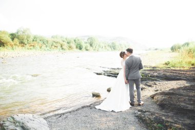 Gelin ve damat el ele tutuşuyor.