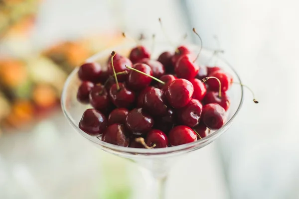 Różne słodki pokrojone owoce na stole bufet — Zdjęcie stockowe