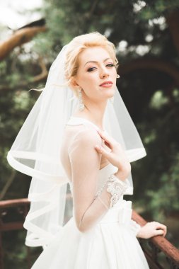 Zarif beyaz elbiseler içinde güzel bir gelin