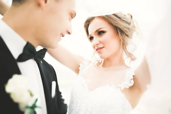 Nahaufnahme eines netten jungen Hochzeitspaares — Stockfoto