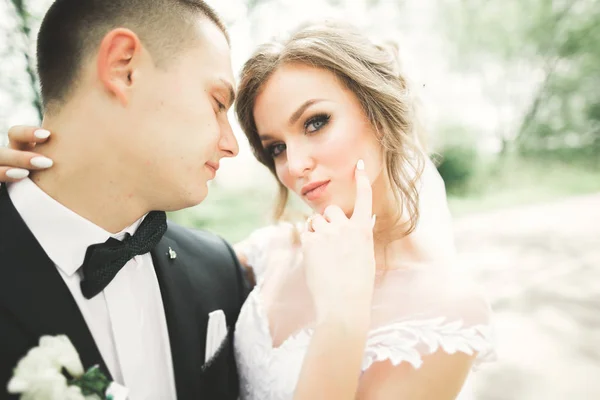 Close up of a nice young wedding couple — Stock Photo, Image