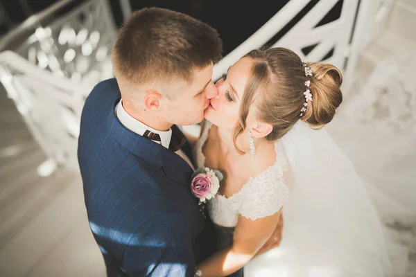 Sinnliches Porträt eines jungen Hochzeitspaares. Draußen — Stockfoto