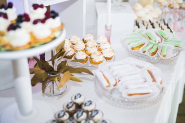 Lezzetli düğün resepsiyonu, tatlı masası.