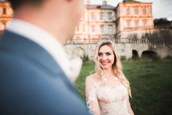 Sole ritratto di felice sposa e sposo all'aperto nella posizione della natura — Foto Stock