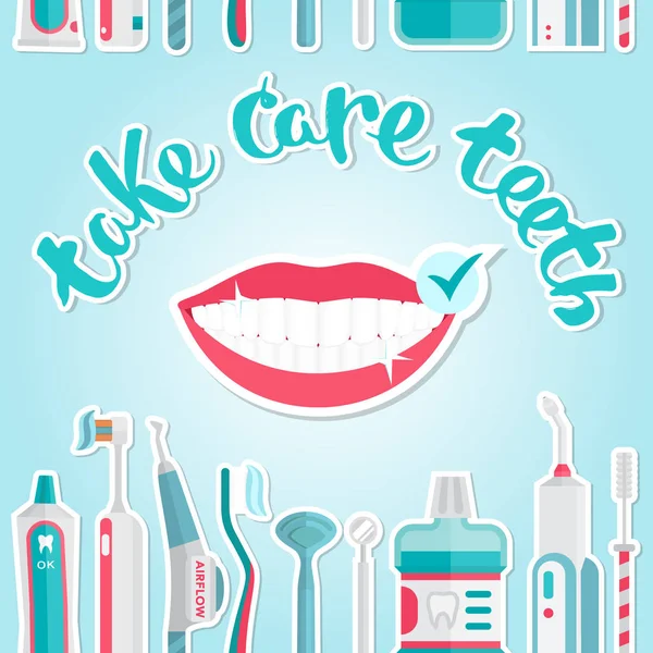 Medical teeth hygiene infographic leaflet — Stock Vector