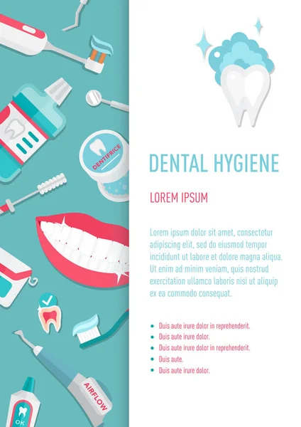 Dentes médicos higiene folheto infográfico —  Vetores de Stock