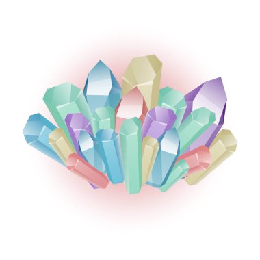 Vektör dizi renkli mineraller, kristaller, elmas